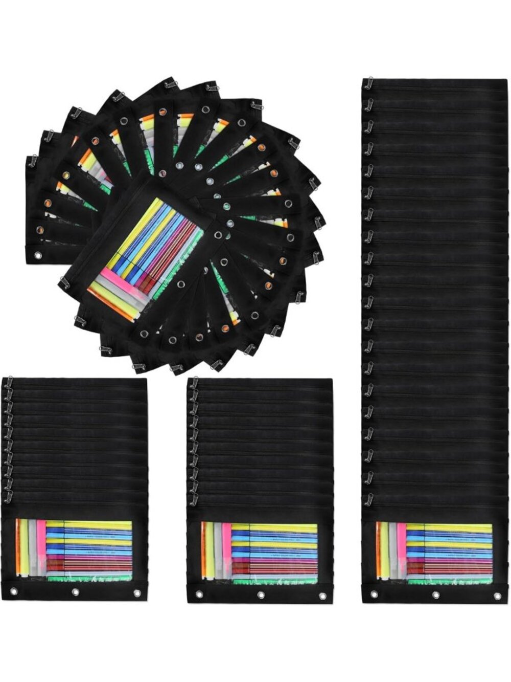 60 Pack Clear Pencil Pouches for 3 Ring Binders, Smooth Zipper Cases for School
